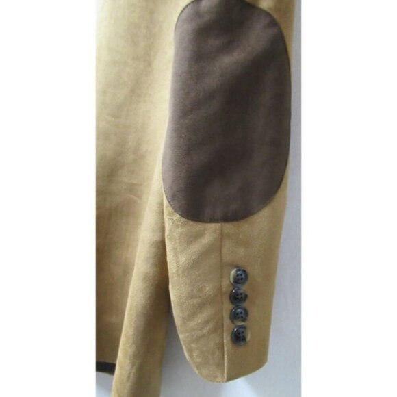 Linea Uomo Lined Blazer Premium Suede Sport Coat Patch Elbow Grandpa Tan Men 50R - Picture 9 of 12